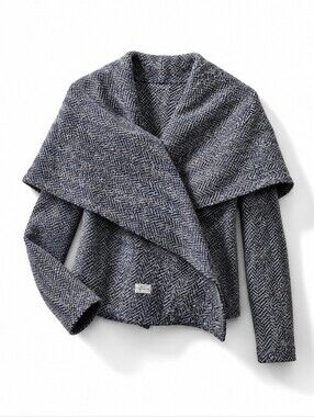 ByTAVI 100% Wool Blue Funnel Collar Artisan Jacket Small